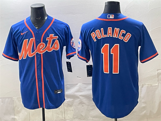 Men's Blue New York Mets #11 Jorge Polanco Cool Base Stitched Baseball Jersey